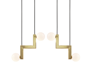 ZIG 2 PIECE - LED brass and opal glass pendant lamp _ Marc Wood Studio